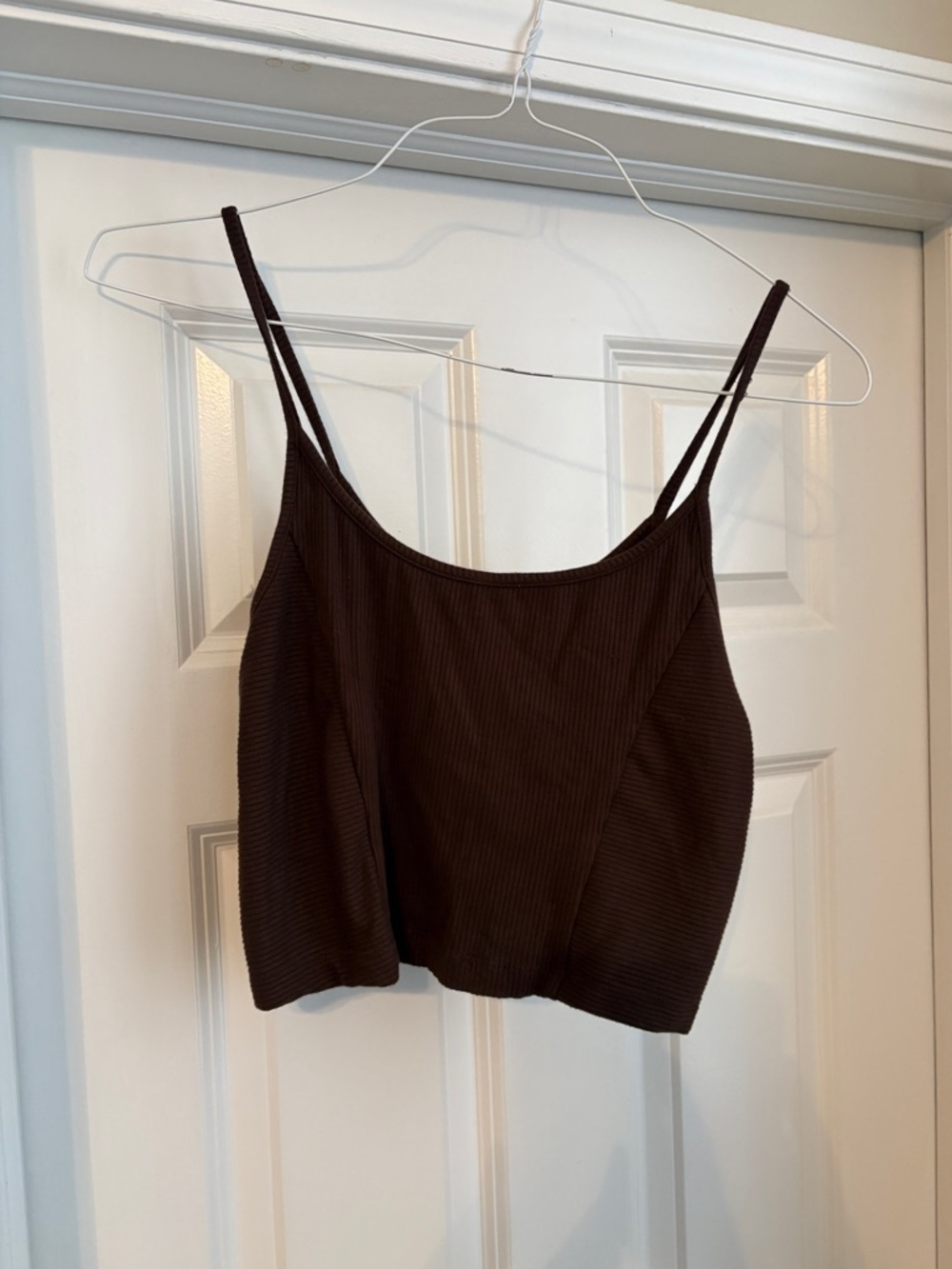 Urban Outfitters Ribbed Cropped Spaghetti Strap Tank Women’s Large Mocha Brown